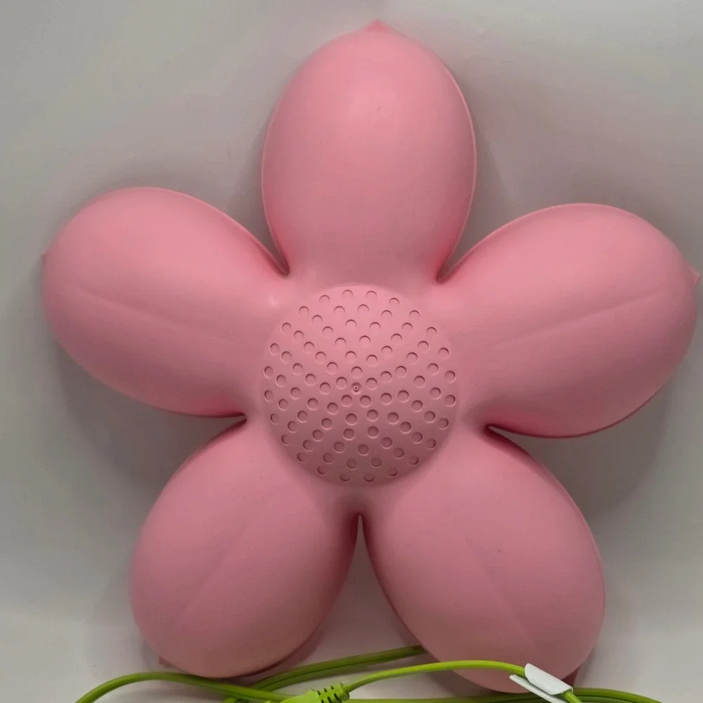 IKEA SMILA BLOMMA Wall Lamp Pink Flower Kids Room Decor Green Cord Y2K Kidcore